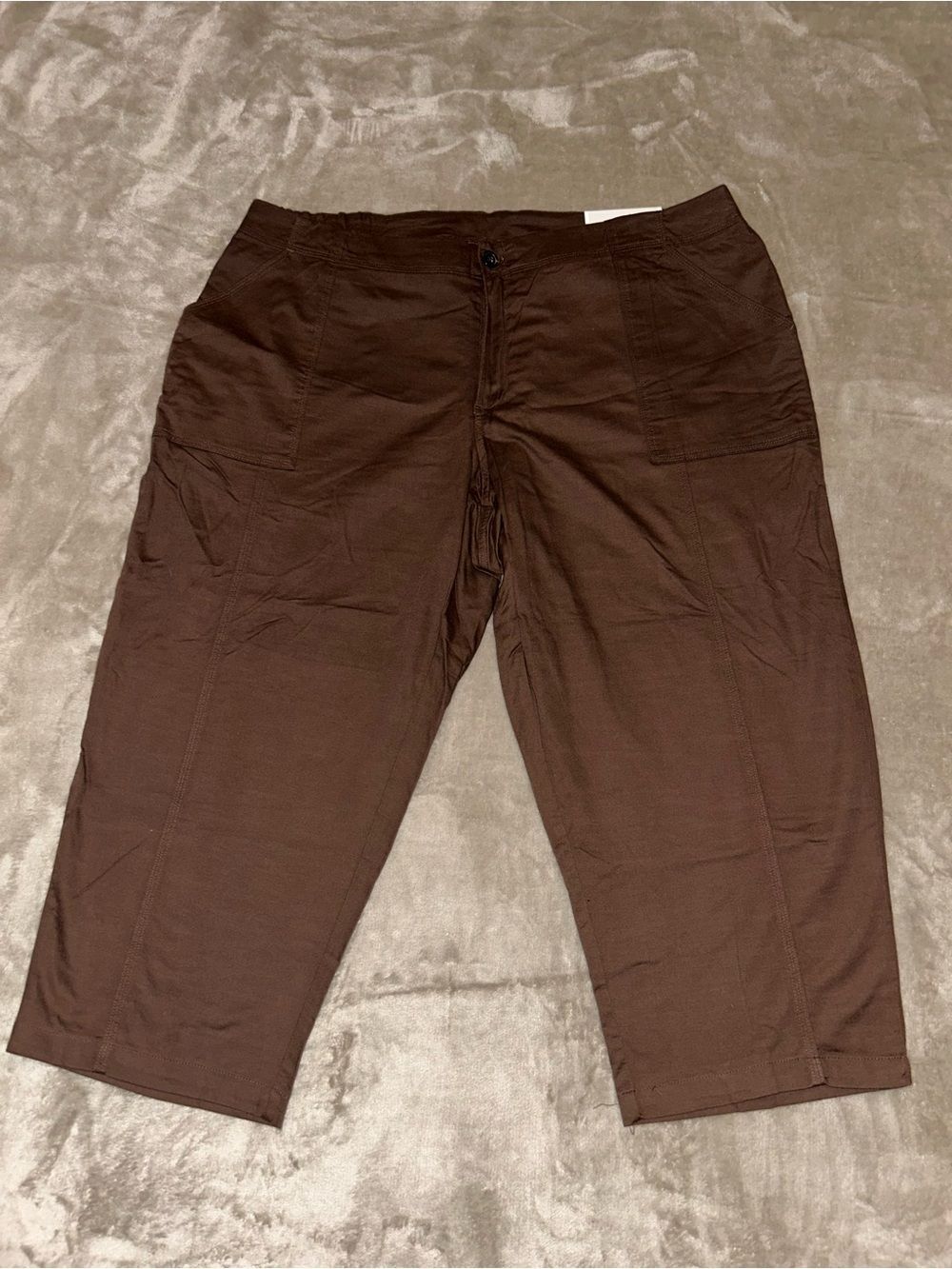 NWT CJ Banks Brown Cropped Capri Pants 22W